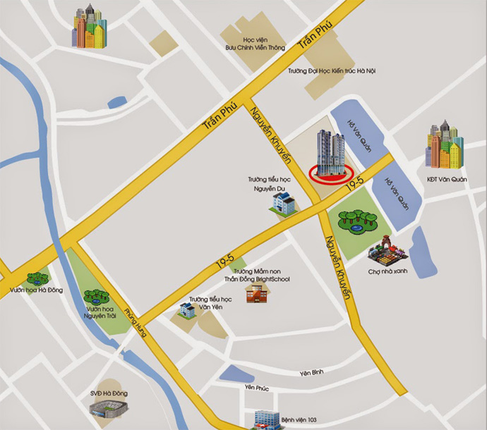 Vị trí chung cư New Skyline Văn Quán trên Google Map